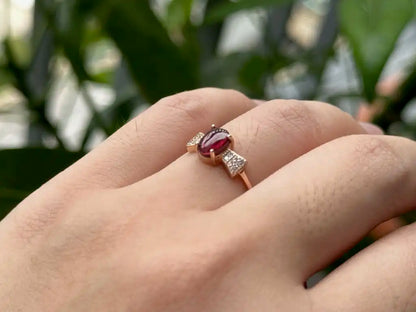 India Garnet Adjustable Ring A Grade with Silver 925 100% Natural Crystal Gemstone - JING WEN CRYSTAL