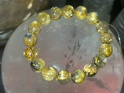 Brazil Old Mine Gold Rutile Quartz Bracelet A Grade 100% Natural Crystal Gemstone - JING WEN CRYSTAL