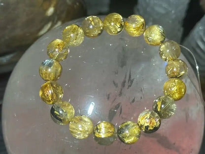 Brazil Old Mine Gold Rutile Quartz Bracelet A Grade 100% Natural Crystal Gemstone - JING WEN CRYSTAL