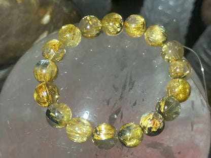 Brazil Old Mine Gold Rutile Quartz Bracelet A Grade 100% Natural Crystal Gemstone - JING WEN CRYSTAL