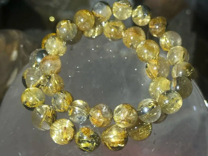 Brazil Old Mine Gold Rutile Quartz Bracelet A Grade 100% Natural Crystal Gemstone - JING WEN CRYSTAL