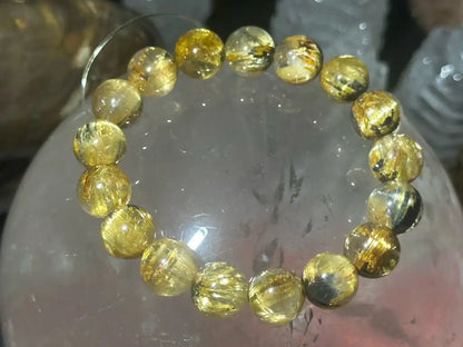 Brazil Old Mine Gold Rutile Quartz Bracelet A Grade 100% Natural Crystal Gemstone - JING WEN CRYSTAL