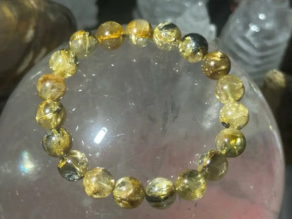 Brazil Old Mine Gold Rutile Quartz Bracelet A Grade 100% Natural Crystal Gemstone - JING WEN CRYSTAL