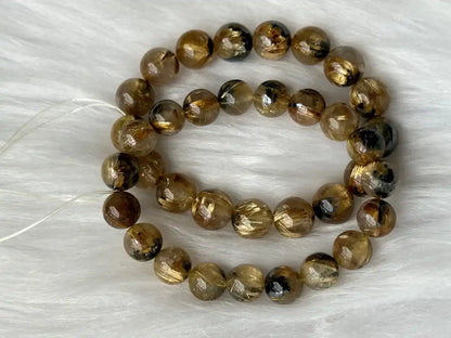 Brazil Old Mine Gold Rutile Quartz Bracelet A Grade 100% Natural Crystal Gemstone - JING WEN CRYSTAL