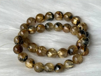 Brazil Old Mine Gold Rutile Quartz Bracelet A Grade 100% Natural Crystal Gemstone - JING WEN CRYSTAL