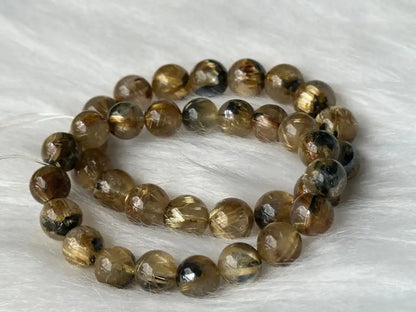 Brazil Old Mine Gold Rutile Quartz Bracelet A Grade 100% Natural Crystal Gemstone - JING WEN CRYSTAL