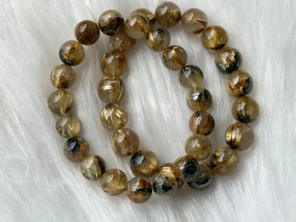 Brazil Old Mine Gold Rutile Quartz Bracelet A Grade 100% Natural Crystal Gemstone - JING WEN CRYSTAL