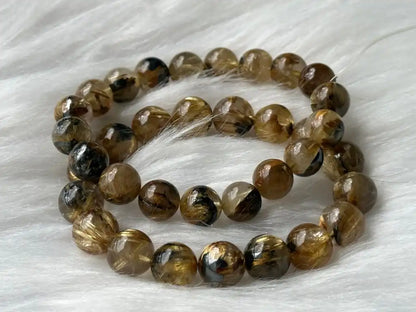 Brazil Old Mine Gold Rutile Quartz Bracelet A Grade 100% Natural Crystal Gemstone - JING WEN CRYSTAL