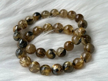 Brazil Old Mine Gold Rutile Quartz Bracelet A Grade 100% Natural Crystal Gemstone - JING WEN CRYSTAL