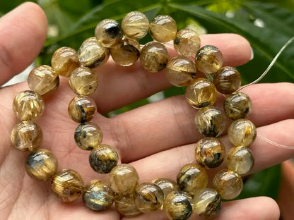 Brazil Old Mine Gold Rutile Quartz Bracelet A Grade 100% Natural Crystal Gemstone - JING WEN CRYSTAL