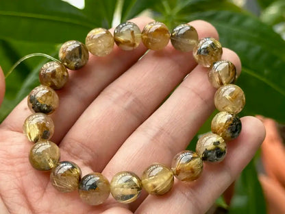 Brazil Old Mine Gold Rutile Quartz Bracelet A Grade 100% Natural Crystal Gemstone - JING WEN CRYSTAL