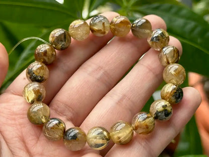 Brazil Old Mine Gold Rutile Quartz Bracelet A Grade 100% Natural Crystal Gemstone - JING WEN CRYSTAL