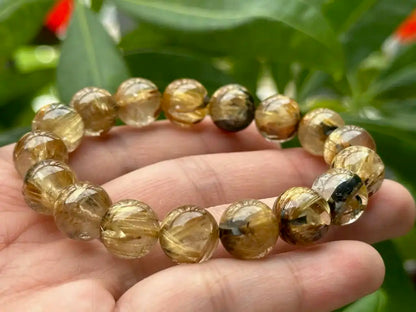 Brazil Old Mine Gold Rutile Quartz Bracelet A Grade 100% Natural Crystal Gemstone - JING WEN CRYSTAL