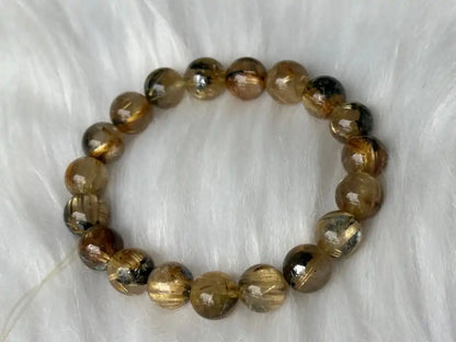 Brazil Old Mine Gold Rutile Quartz Bracelet A Grade 100% Natural Crystal Gemstone - JING WEN CRYSTAL