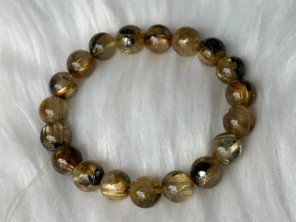 Brazil Old Mine Gold Rutile Quartz Bracelet A Grade 100% Natural Crystal Gemstone - JING WEN CRYSTAL