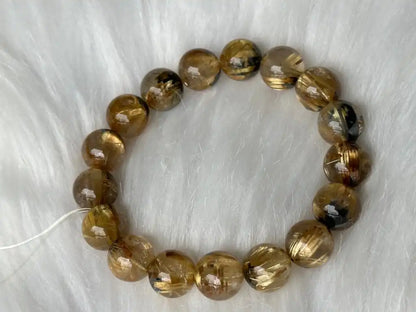 Brazil Old Mine Gold Rutile Quartz Bracelet A Grade 100% Natural Crystal Gemstone - JING WEN CRYSTAL