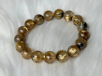 Brazil Old Mine Gold Rutile Quartz Bracelet A Grade 100% Natural Crystal Gemstone - JING WEN CRYSTAL