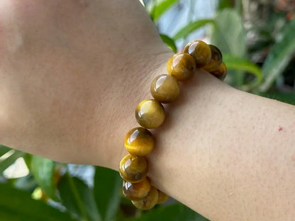 India Golden Tiger’s Eye Bracelet A Grade 100% Natural Crystal Gemstone - JING WEN CRYSTAL