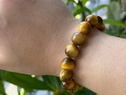 India Golden Tiger’s Eye Bracelet A Grade 100% Natural Crystal Gemstone - JING WEN CRYSTAL