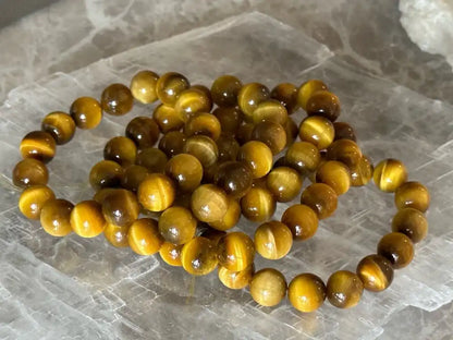 India Golden Tiger’s Eye Bracelet A Grade 100% Natural Crystal Gemstone - JING WEN CRYSTAL