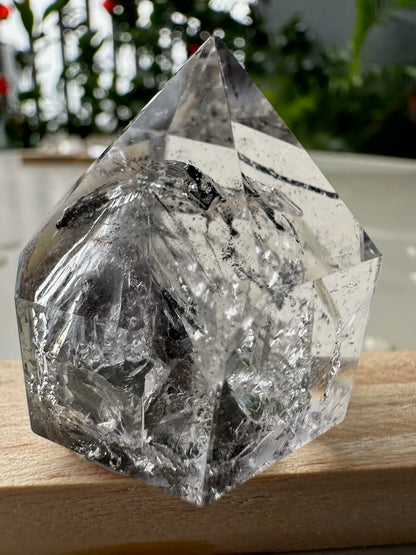 USA Herkimer Quartz Diamond with Black Anthraxolite Crystal 100% Natural Crystal Gemstone