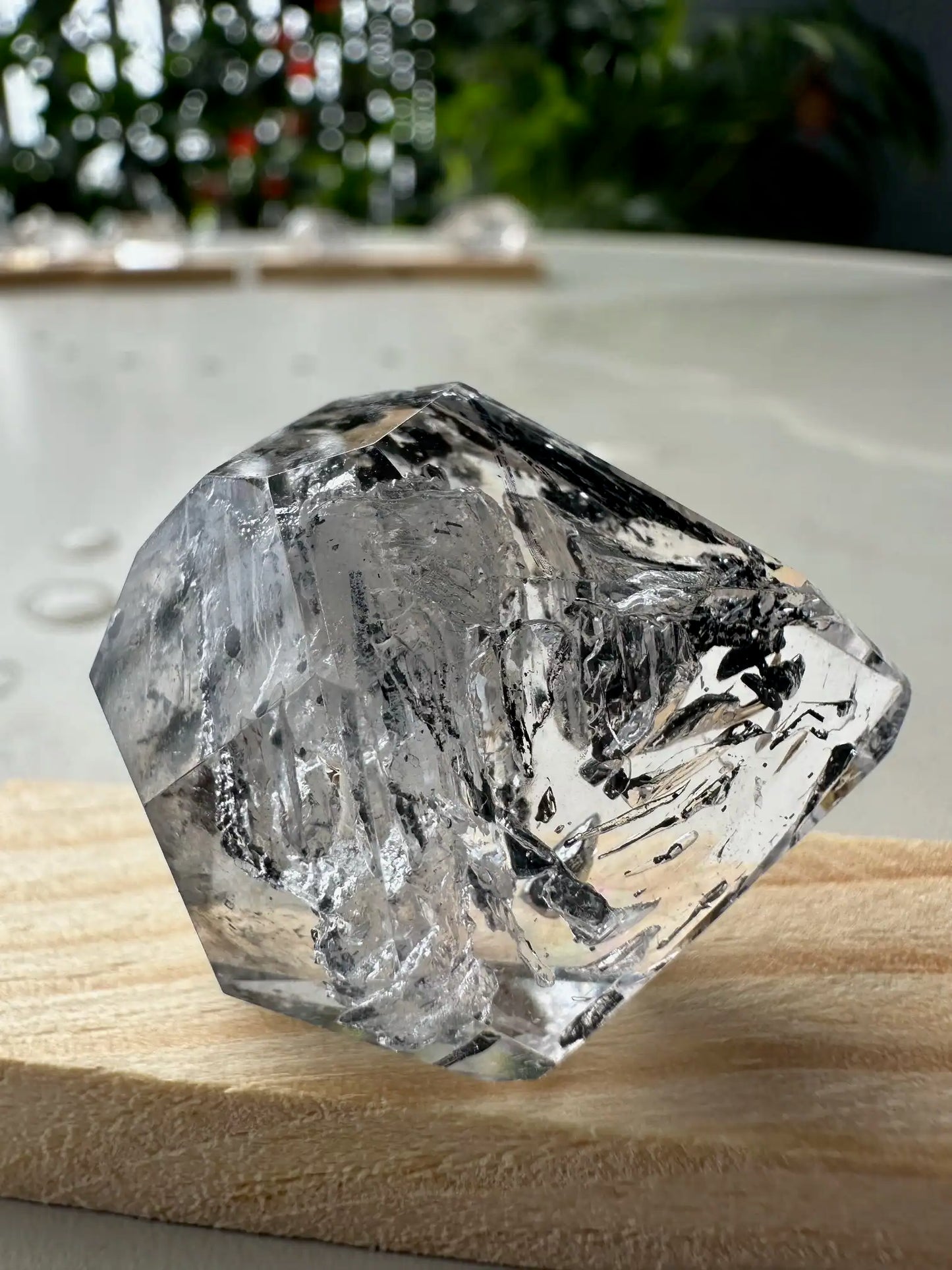 USA Herkimer Quartz Diamond with Black Anthraxolite Crystal 100% Natural Crystal Gemstone