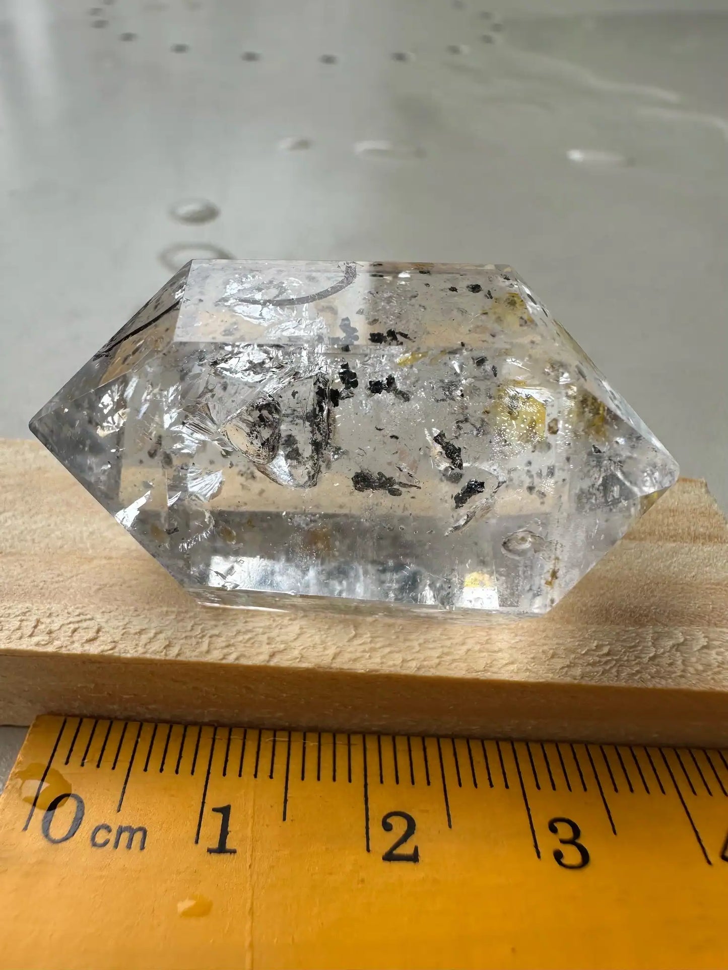 USA Herkimer Quartz Diamond with Black Anthraxolite Crystal 100% Natural Crystal Gemstone