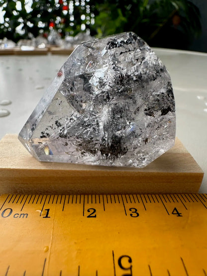 USA Herkimer Quartz Diamond with Black Anthraxolite Crystal 100% Natural Crystal Gemstone