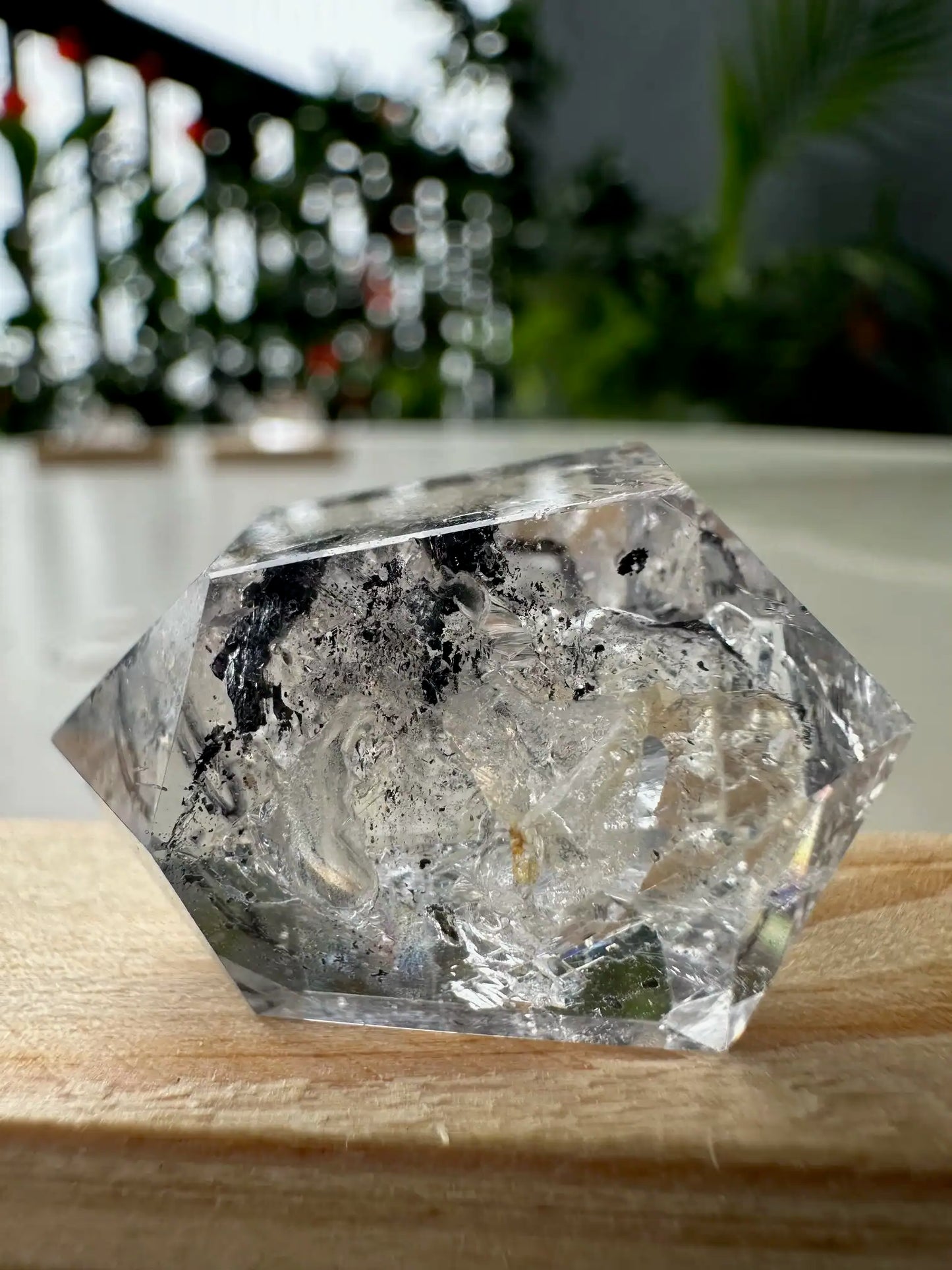 USA Herkimer Quartz Diamond with Black Anthraxolite Crystal 100% Natural Crystal Gemstone