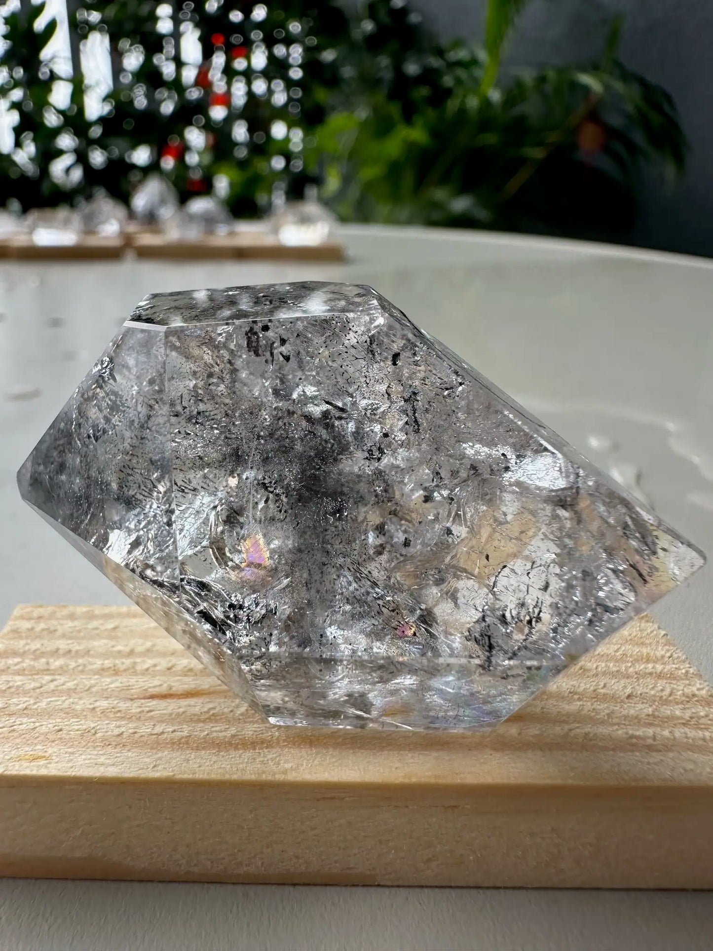 USA Herkimer Quartz Diamond with Black Anthraxolite Crystal 100% Natural Crystal Gemstone