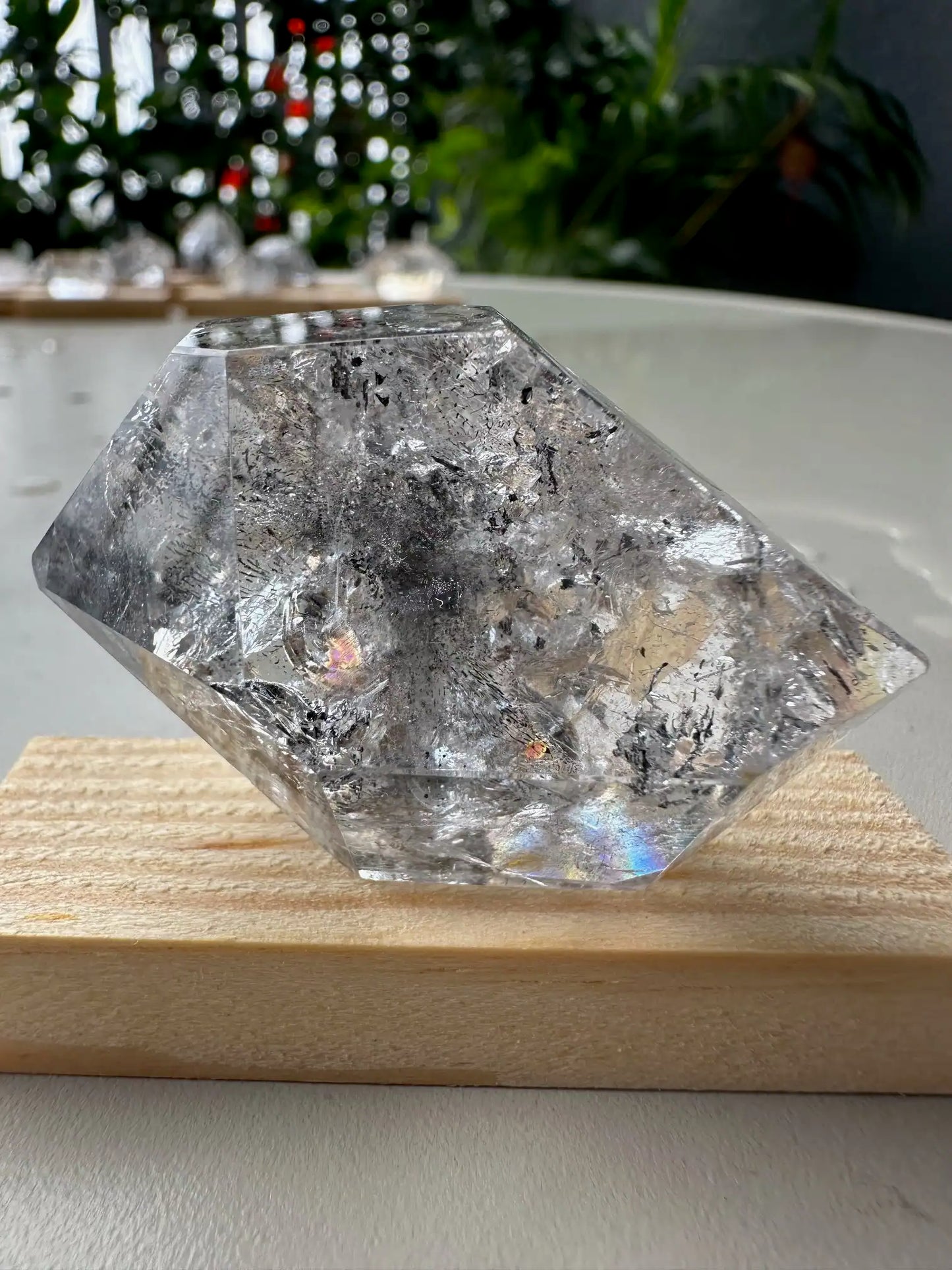 USA Herkimer Quartz Diamond with Black Anthraxolite Crystal 100% Natural Crystal Gemstone - JING WEN CRYSTAL