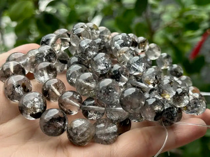 USA Herkimer Quartz Diamond with Black Anthraxolite Bracelet 100% Natural Crystal Gemstone - JING WEN CRYSTAL