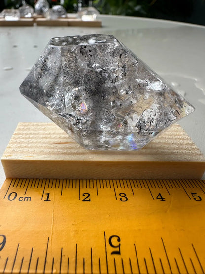 USA Herkimer Quartz Diamond with Black Anthraxolite Crystal 100% Natural Crystal Gemstone