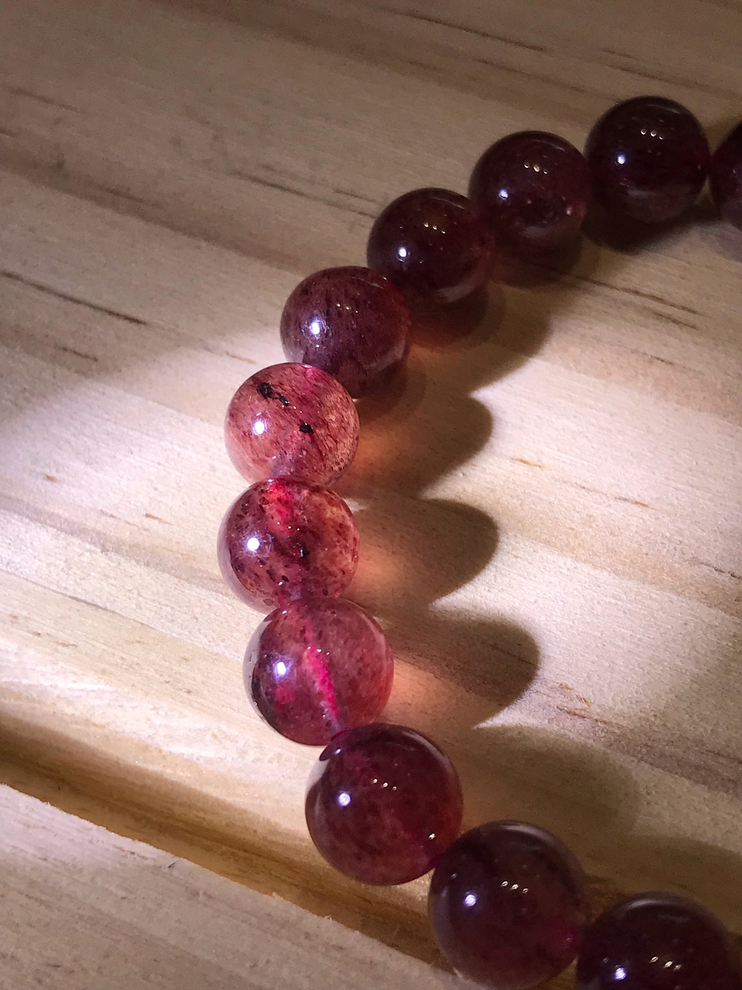 Russia Strawberry Quartz Bracelet  A Grade 100% Natural Crystal Gemstone