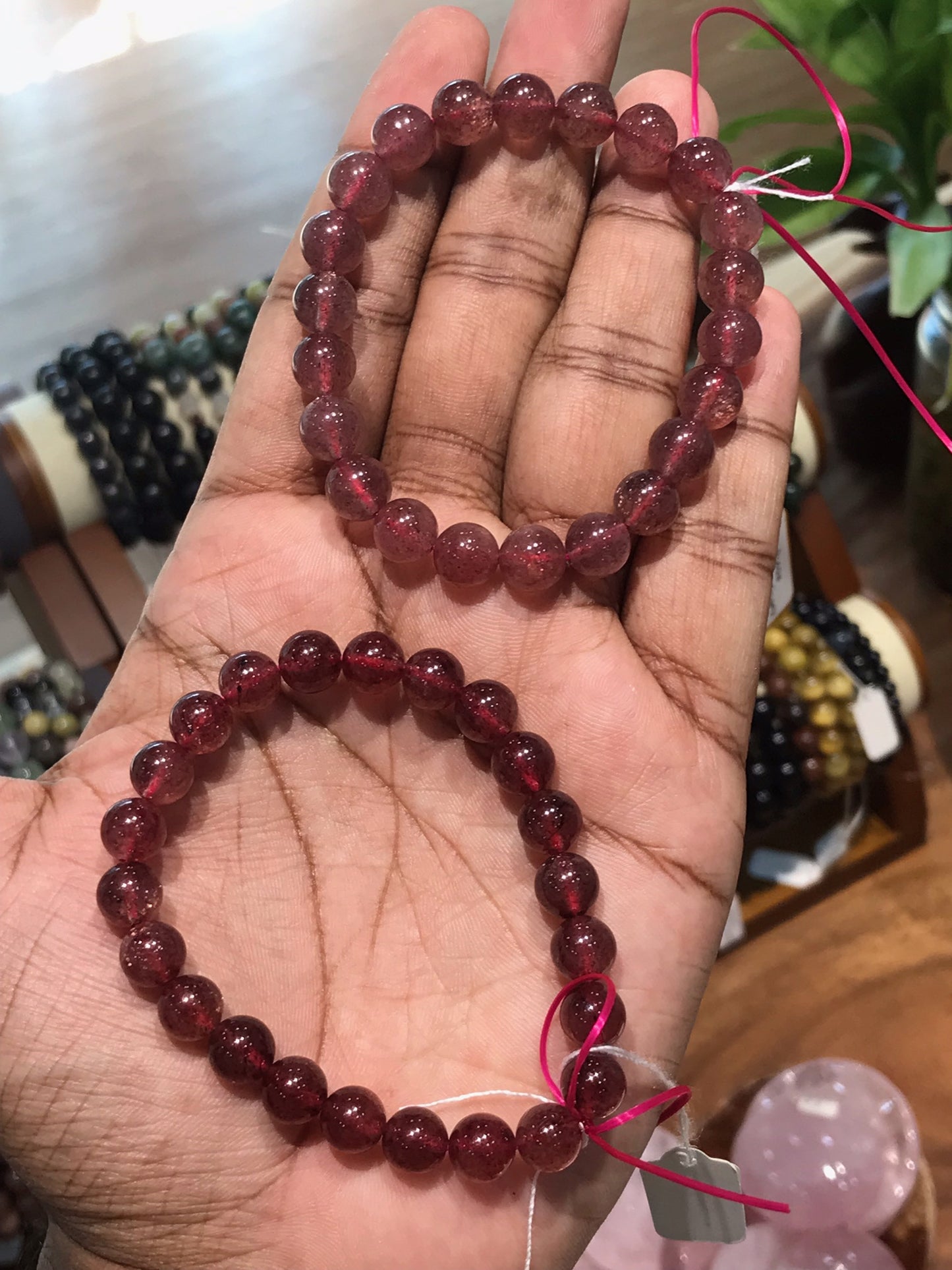 Russia Strawberry Quartz Bracelet  A Grade 100% Natural Crystal Gemstone