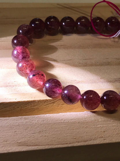 Russia Strawberry Quartz Bracelet  A Grade 100% Natural Crystal Gemstone