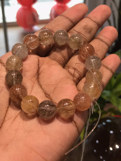 Brazil Mix Season Old Rutile Quartz Bracelet A Grade 100% Natural Crystal Gemstone