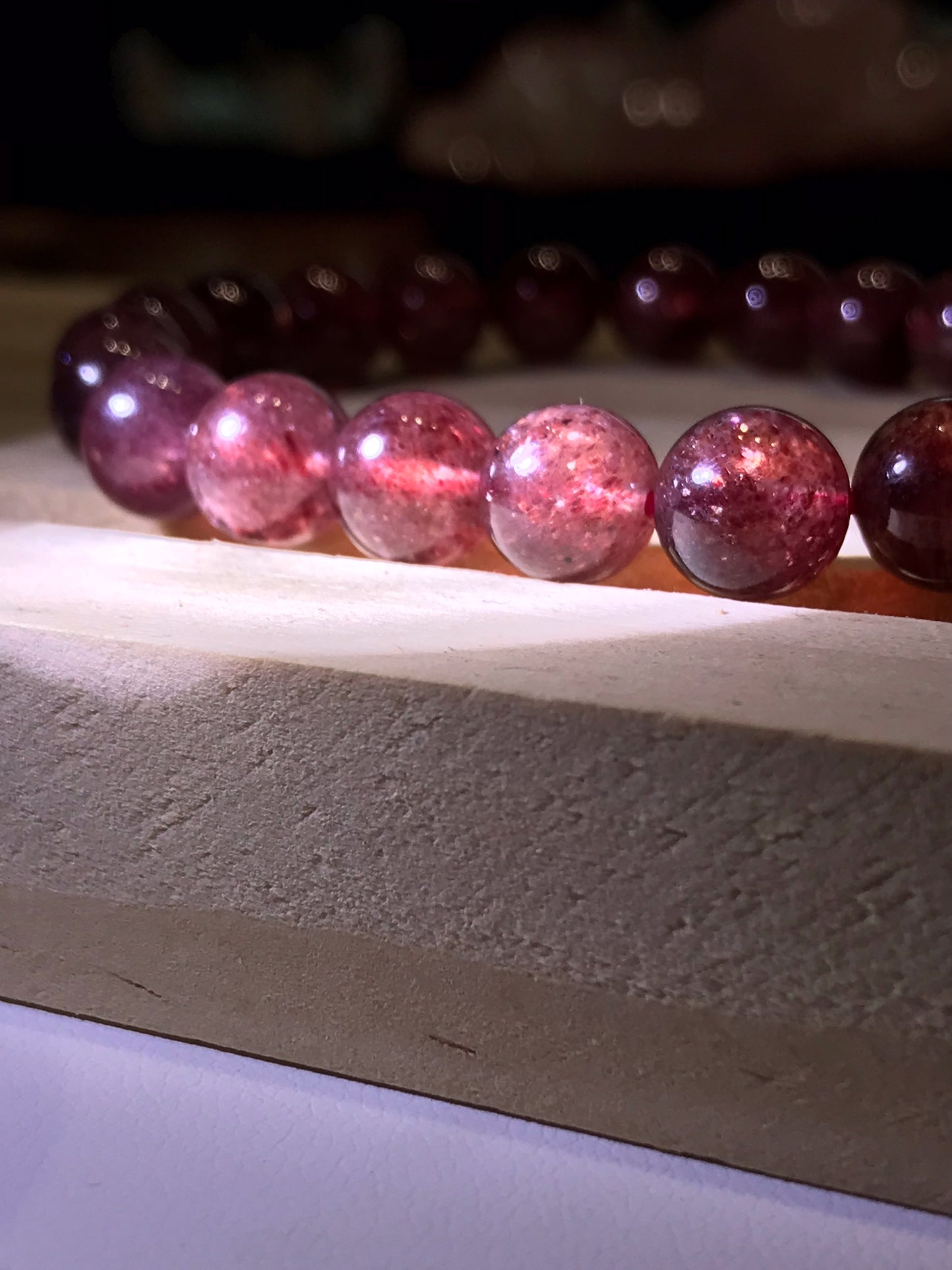 Russia Strawberry Quartz Bracelet  A Grade 100% Natural Crystal Gemstone