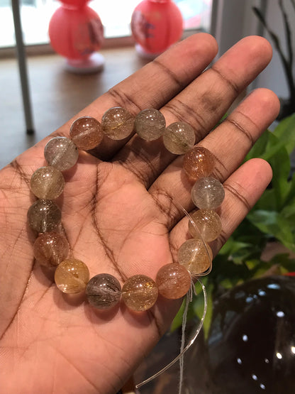 Brazil Mix Season Old Rutile Quartz Bracelet A Grade 100% Natural Crystal Gemstone