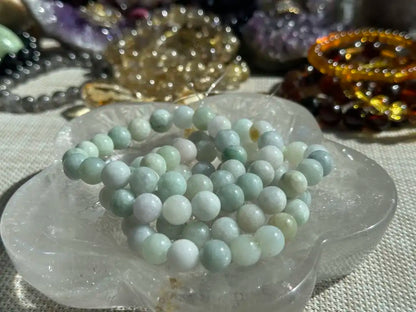 Burma Green Jade Bracelet A Grade 100% Natural Crystal Gemstone - JING WEN CRYSTAL