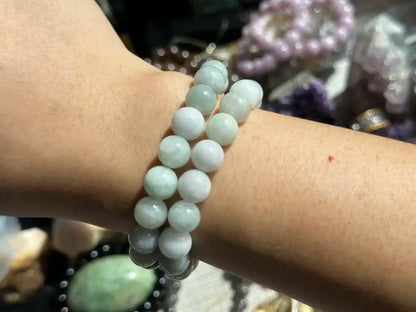 Burma Green Jade Bracelet A Grade 100% Natural Crystal Gemstone - JING WEN CRYSTAL