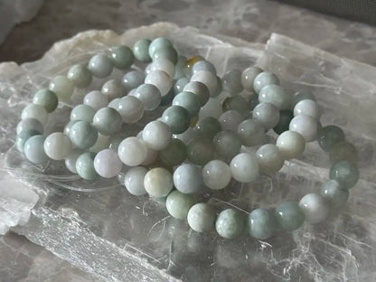 Burma Green Jade Bracelet A Grade 100% Natural Crystal Gemstone - JING WEN CRYSTAL