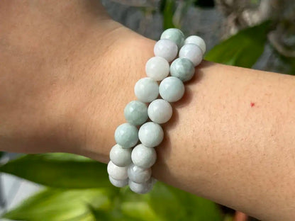 Burma Green Jade Bracelet A Grade 100% Natural Crystal Gemstone - JING WEN CRYSTAL