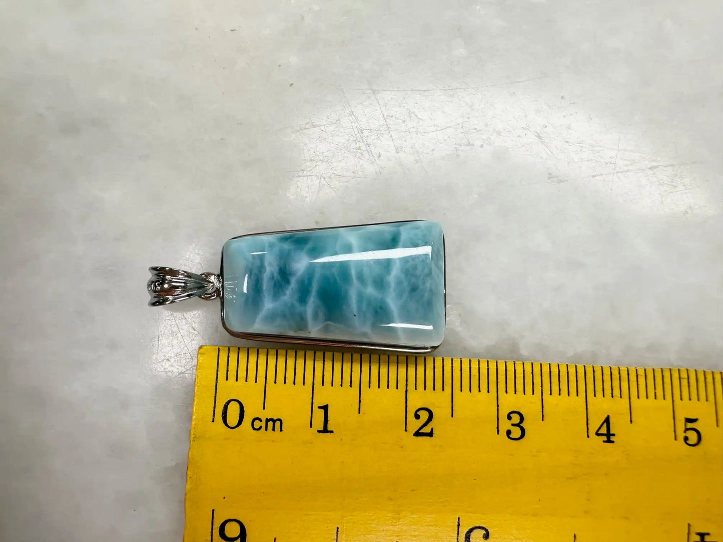 Dominican Republic Larimar Pendant A Grade in Silver 925 100% Natural Crystal Gemstone - JING WEN CRYSTAL