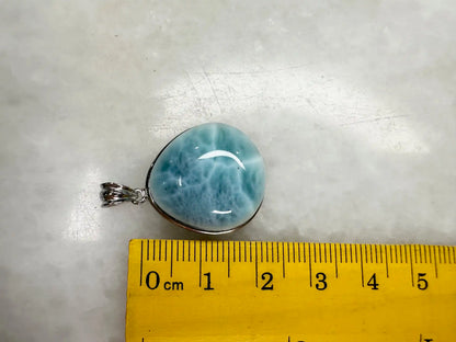 Dominican Republic Larimar Pendant A Grade in Silver 925 100% Natural Crystal Gemstone - JING WEN CRYSTAL