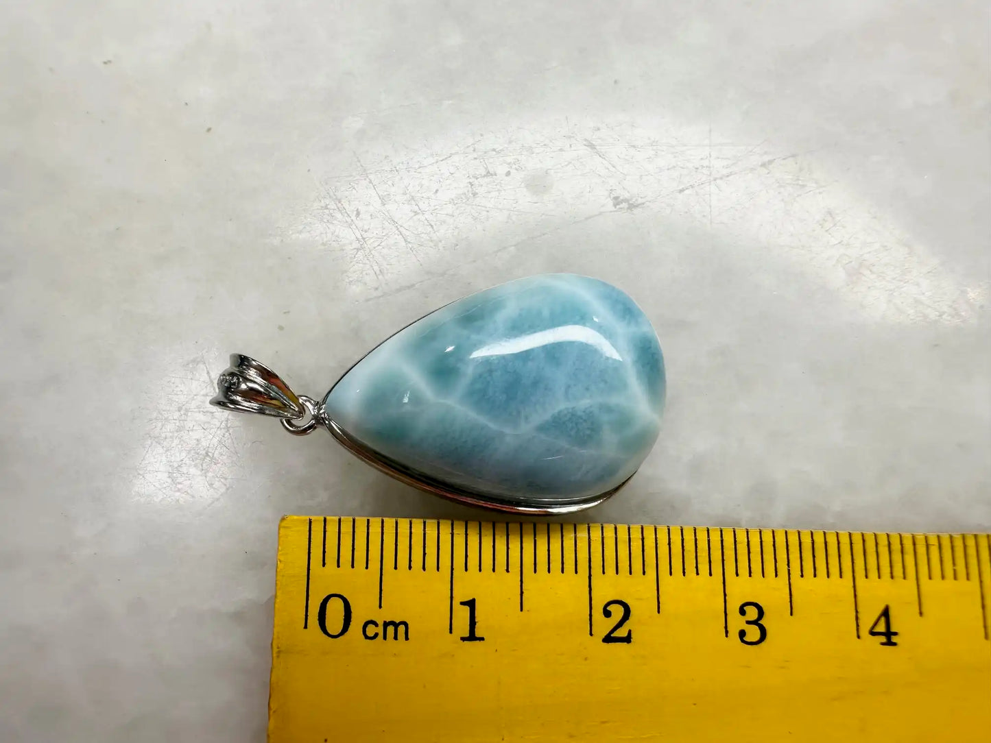 Dominican Republic Larimar Pendant A Grade in Silver 925 100% Natural Crystal Gemstone - JING WEN CRYSTAL