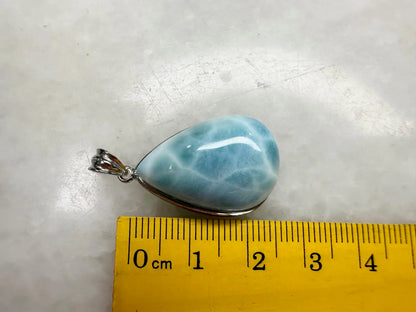 Dominican Republic Larimar Pendant A Grade in Silver 925 100% Natural Crystal Gemstone - JING WEN CRYSTAL