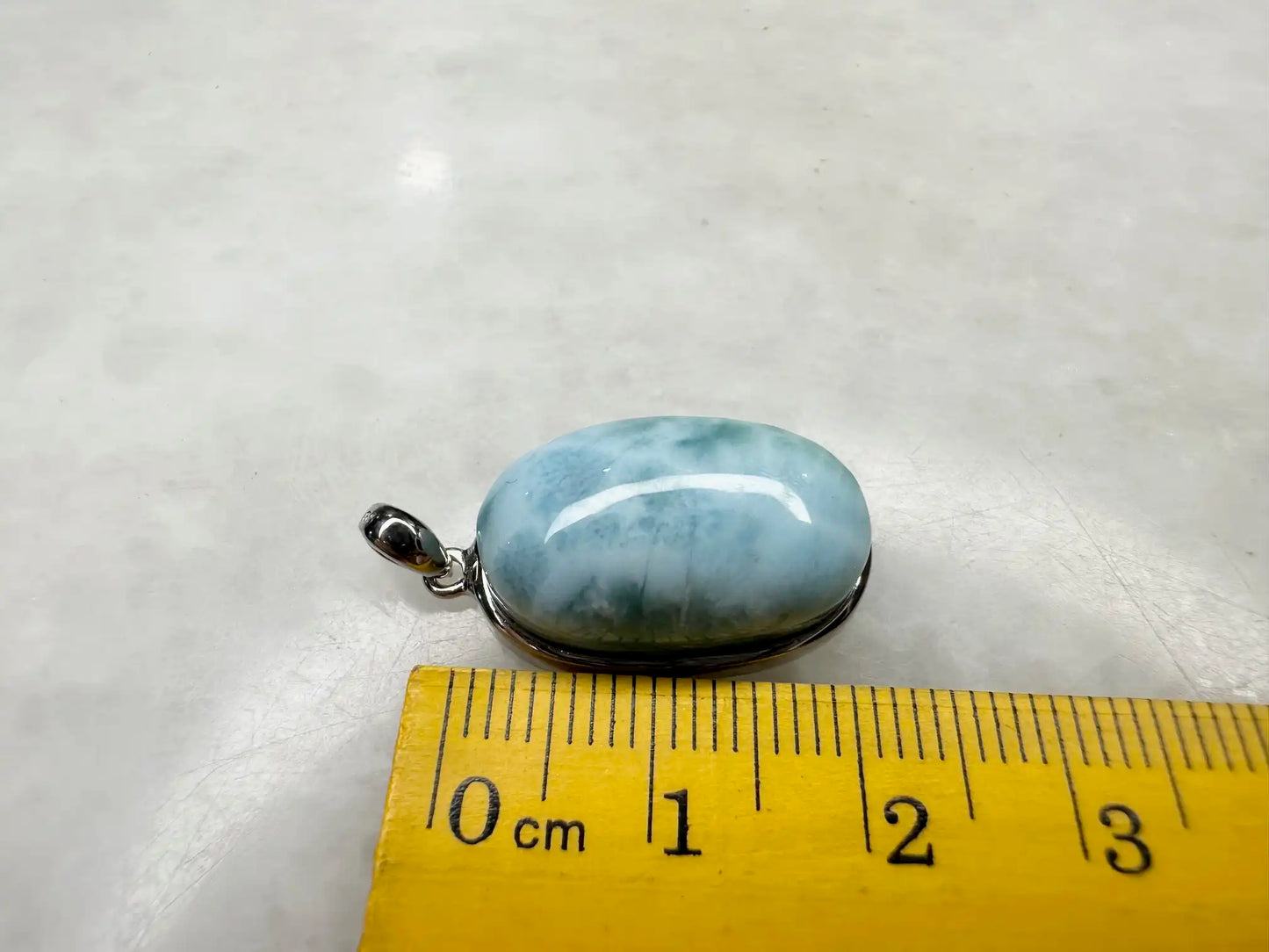 Dominican Republic Larimar Pendant A Grade in Silver 925 100% Natural Crystal Gemstone - JING WEN CRYSTAL