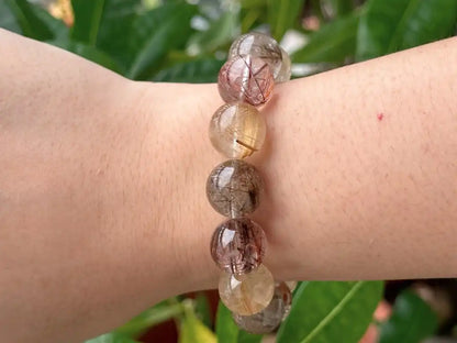 Brazil Mix Season Old Rutile Quartz Bracelet A Grade 100% Natural Crystal Gemstone - JING WEN CRYSTAL