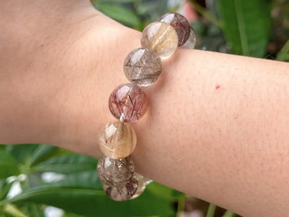 Brazil Mix Season Old Rutile Quartz Bracelet A Grade 100% Natural Crystal Gemstone - JING WEN CRYSTAL